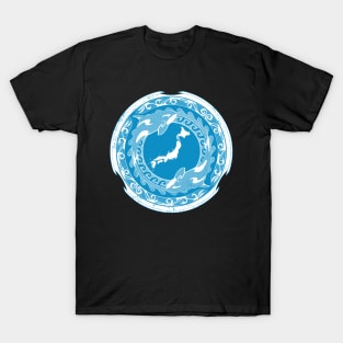 Orcas and map of Japan T-Shirt